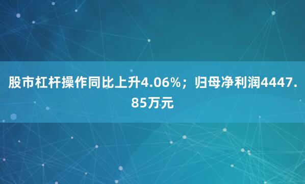 股市杠杆操作同比上升4.06%；归母净利润4447.85万元